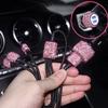 USB Car Charger Pink Crystal Diamond 5V 2.1A Dual Port Fast Charging Adapter 3 In 1 Charging Cable for IPhone Samsung Huawei