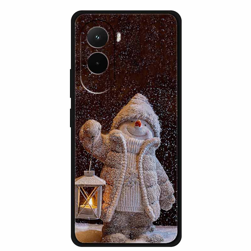 Christmas Phone Case For Poco M7 4G Case Christmas Tree Black Silicone Bumper For Xiaomi Poco M7 4G Cover PocoM7 Cartoon Coque