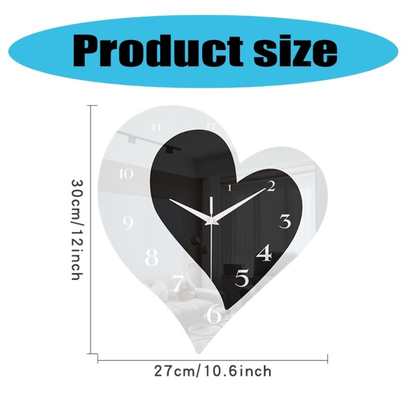 Heart Shape Acrylic Wall Hanging Clock with Silents Mechanism Movement for Home Decoration