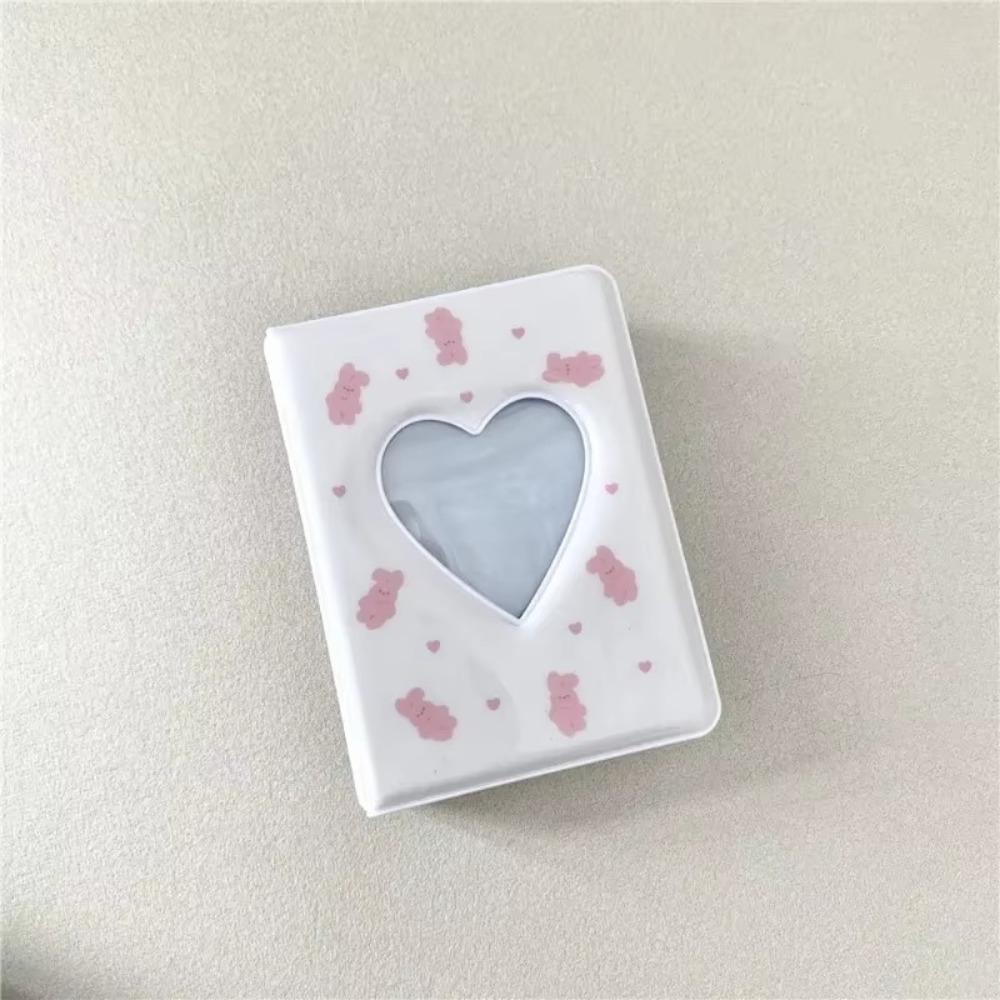Love Heart Hollow Photocard Holder Cute Bear Name Card Book Mini Photo Holder