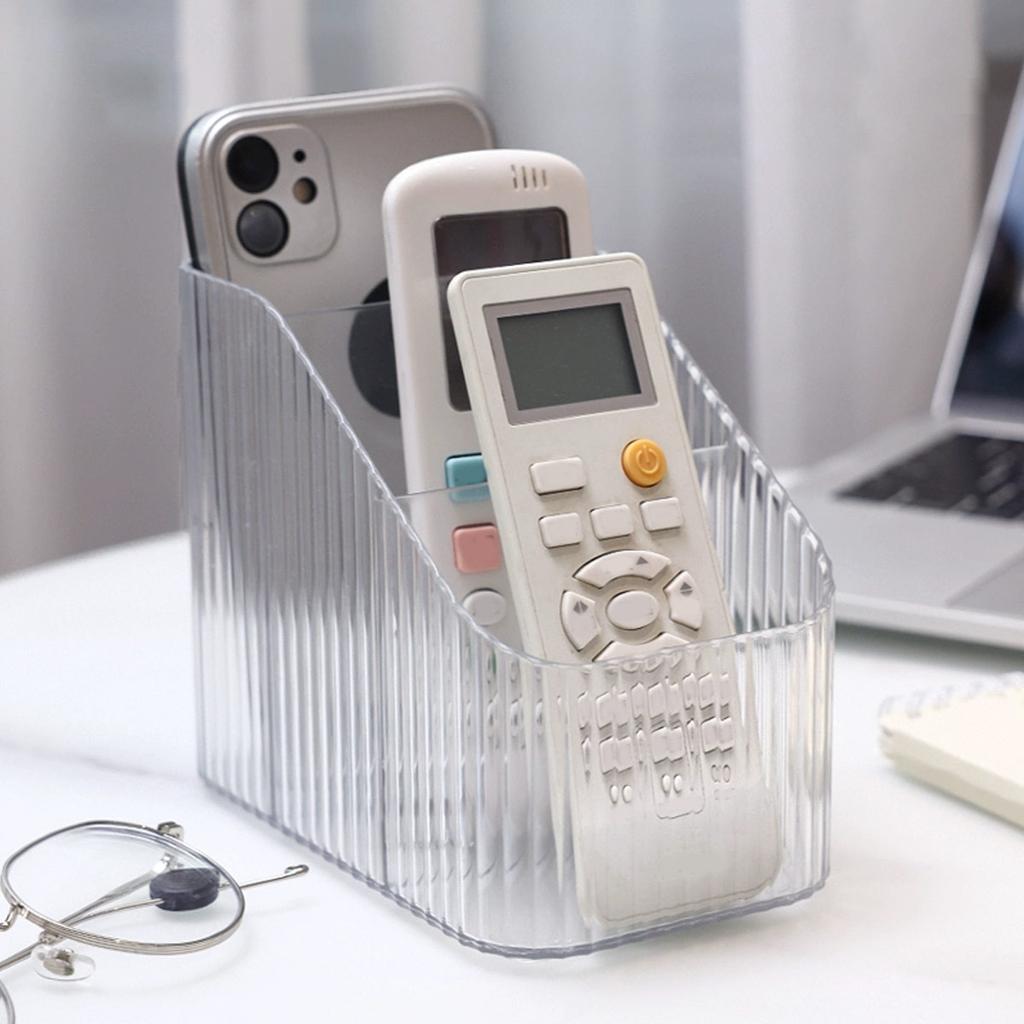 Stylish Clear Desktop Storage Tray With Multi Compartment Organizer For Remote Controls Cosmetics Cotton Swabs And Tissues For H