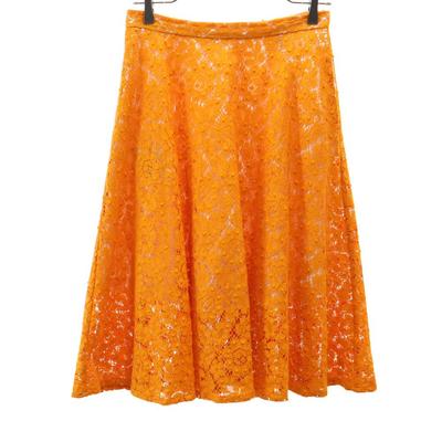 Made In Italy Midi Length Race Skirt 42 Orange Back Zip Women Used