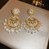 Inlaid Diamond Hollow Flower Earrings Retro French Court Style Earrings With Various Medieval Design Advanced Earrings