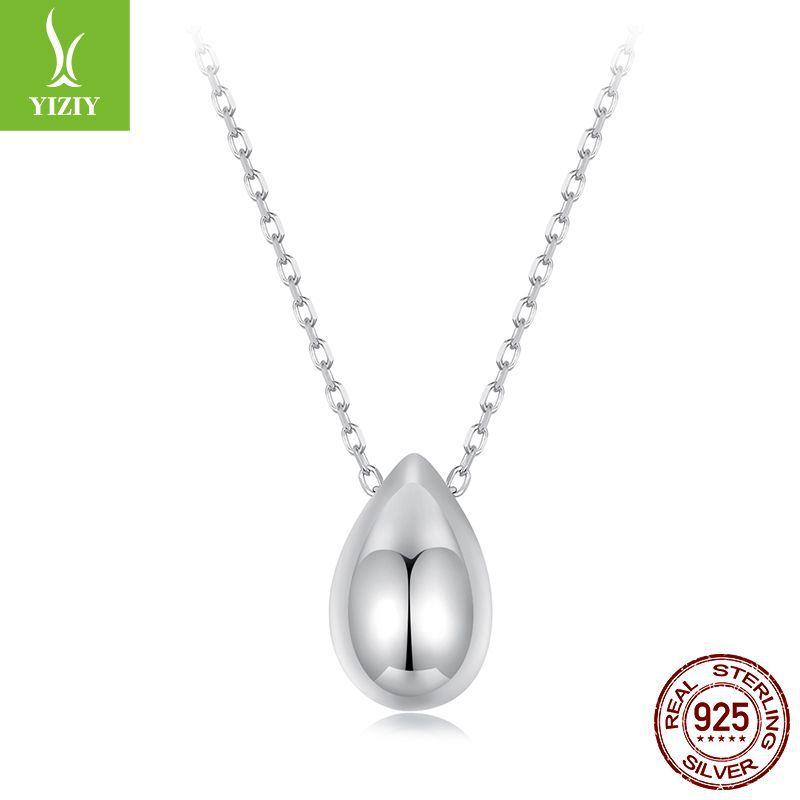 Metal Water Drop Pendant Simple Fashion Ins French Cold Wind Geometric 925 Sterling Silver Necklace