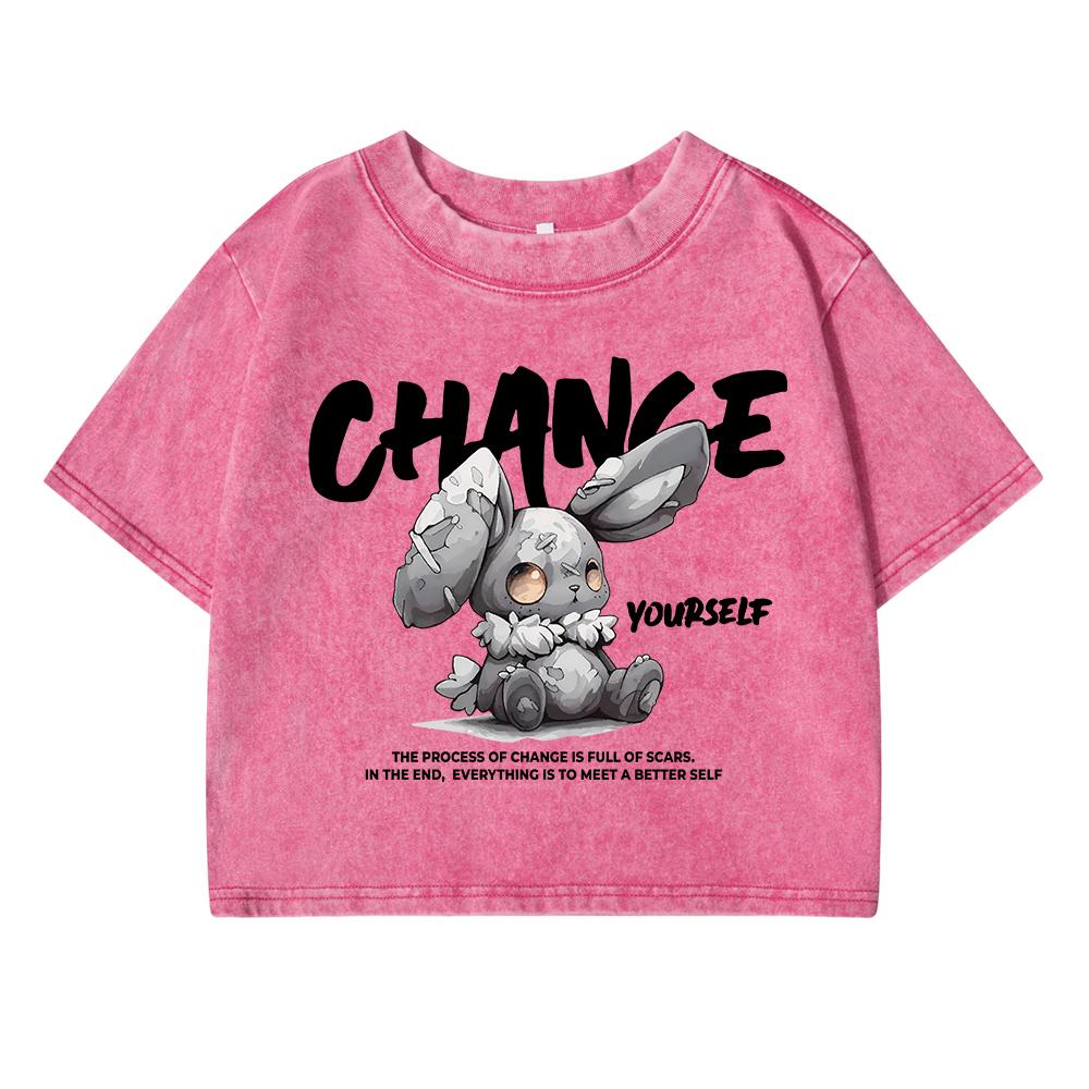 Chance Yourself Printing Female Washed Short Tshirts Breathable T-Shirts Soft Clothes Loose Distress Tops Women