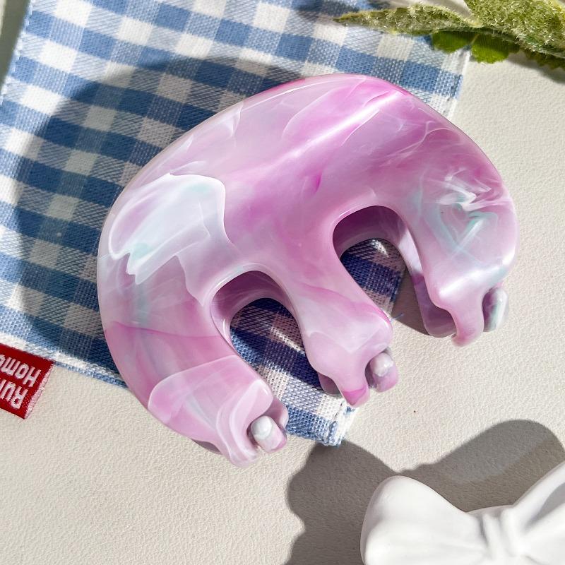 M-shaped Pumpkin Claw Clip High-end Marble Ponytail Hair Clip Back of The Head Updo Shark Clip Hair Accessory