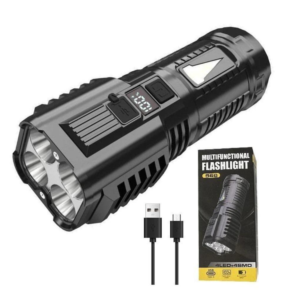 7LED Strong Light High Power LED Flashlight Rechargeable USB Torch Long Range Flashlight Fishing Hunting With COB Light