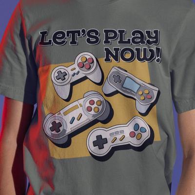 Retro Gaming Controller Shirt | Let's Play Now Gamer Tee | Funny Video Game T Shirt | Vintage Console Graphic Top | Gift for Gamers