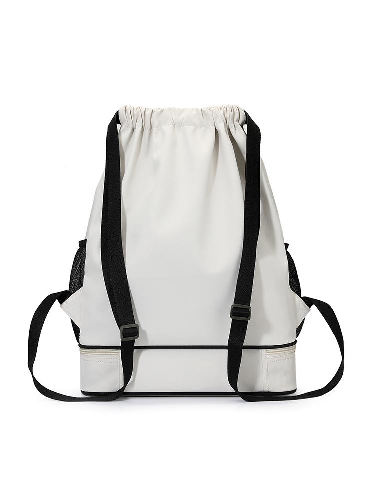 Dual-Use Sports Backpack: Wet/Dry Separation for Badminton & Tennis, Drawstring Closure, Shoe Compartment, Printed Logo