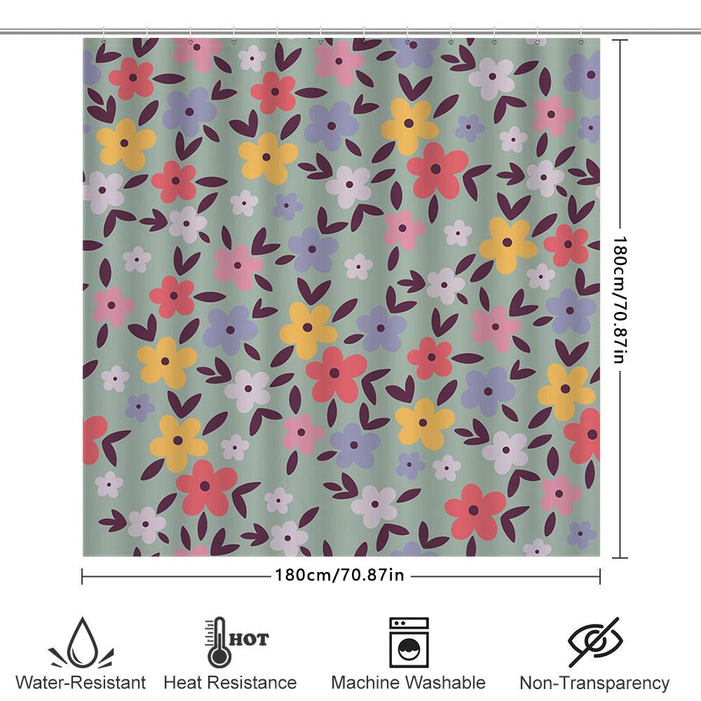 Floral Shower Curtain With Pastel Colors Decorative Bathroom Liner For Bathtubs Showers (Size Customizable)