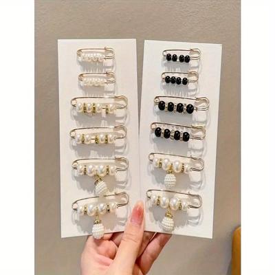 Elegante Spilla con Perle Finte, Clip per Cintura, Chiusura per Abito, Accessorio per Cappello, Spille per Sciarpe, Bottoni per Abbigliamento, Regalo per Fidanzata (Nessuna scatola)