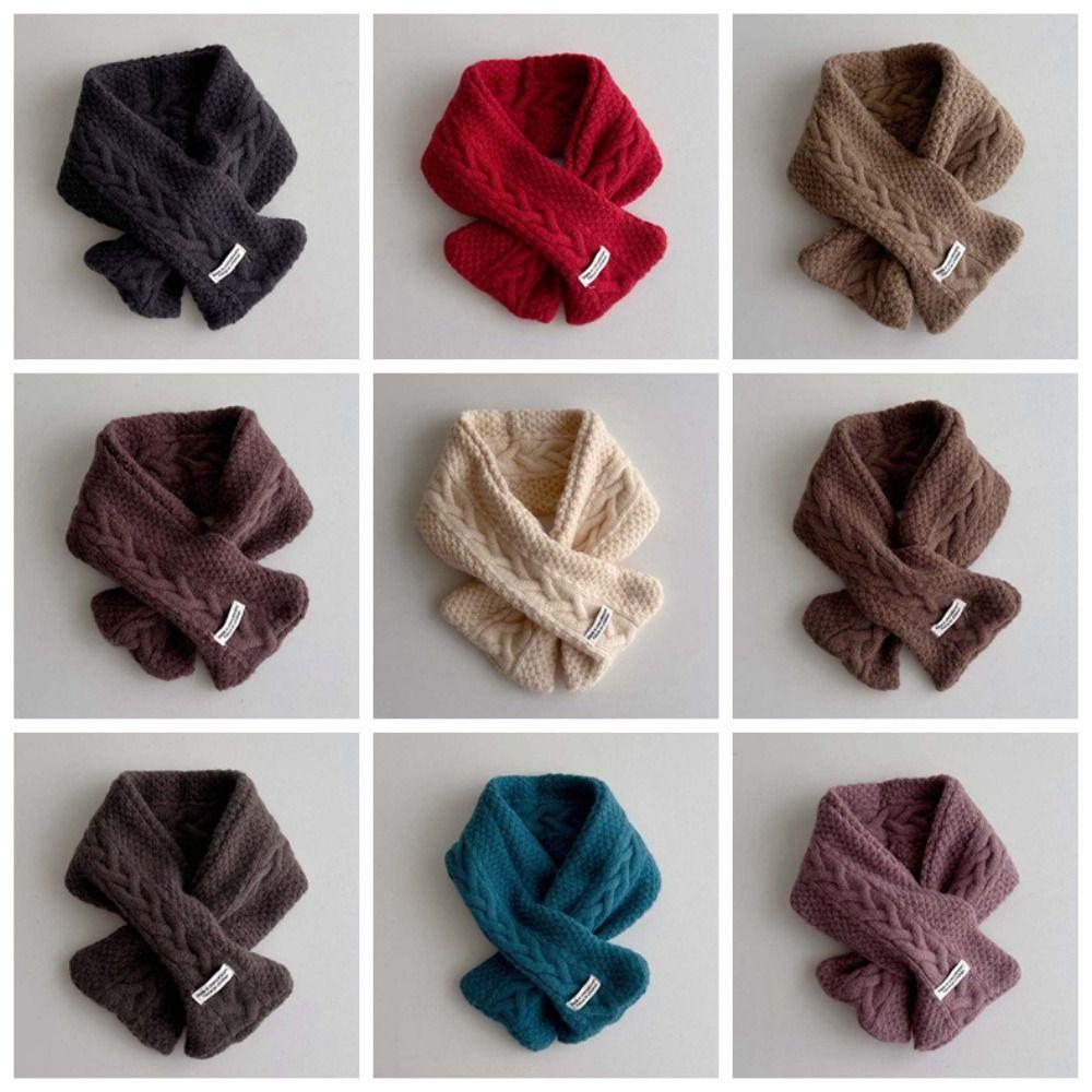 Trendy Children Knitted Scarf Elastic Winter Cross Muffler  for 2-8 Years Old