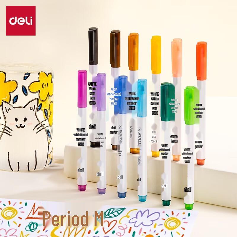 Deli 12-Color Erasable Whiteboard Marker Set