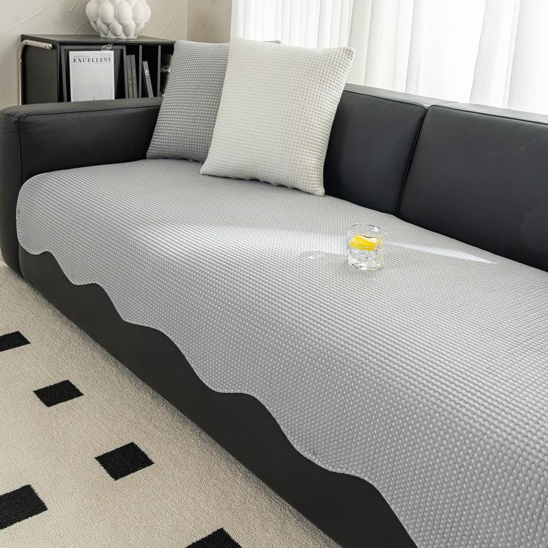 Summer Special-Shaped Waffle Solid Color Sofa Cushion Straight Row Non-Slip Summer Mat Leather Sofa Cushion Cool Cover