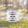 French Print Mugs Creative Coffee Cups Drinks Water Enamel Cup School Handle Drinkware Gifts for Maitresse/Maitre/Atsem/Aesh/Avs