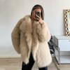 Luxury Faux Fur Coat Women Winter Thick Warm Long Sleeve Turndown Collar Female Overcoat  Elegant Lady Outerwear