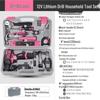 HiSpec Pink Household Tool Set with Wrench, Pliers, Hammer, Electric Screwdriver, and Toolbox