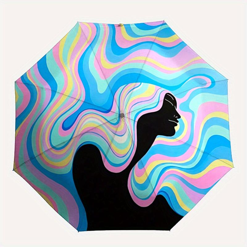 

1pc Psychedelic Waves Design Automatic Open/Close Umbrella, Ideal Fan Gift for Birthday, Christmas, Trendy Fashion y250828069