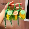 Keychain with Blessing Tag Crocheted Corn for Backpacks, Handmade Keyring Bell Plush & Tag, Simulated Vegetable Bag Charm Pendant Healing Key Ring