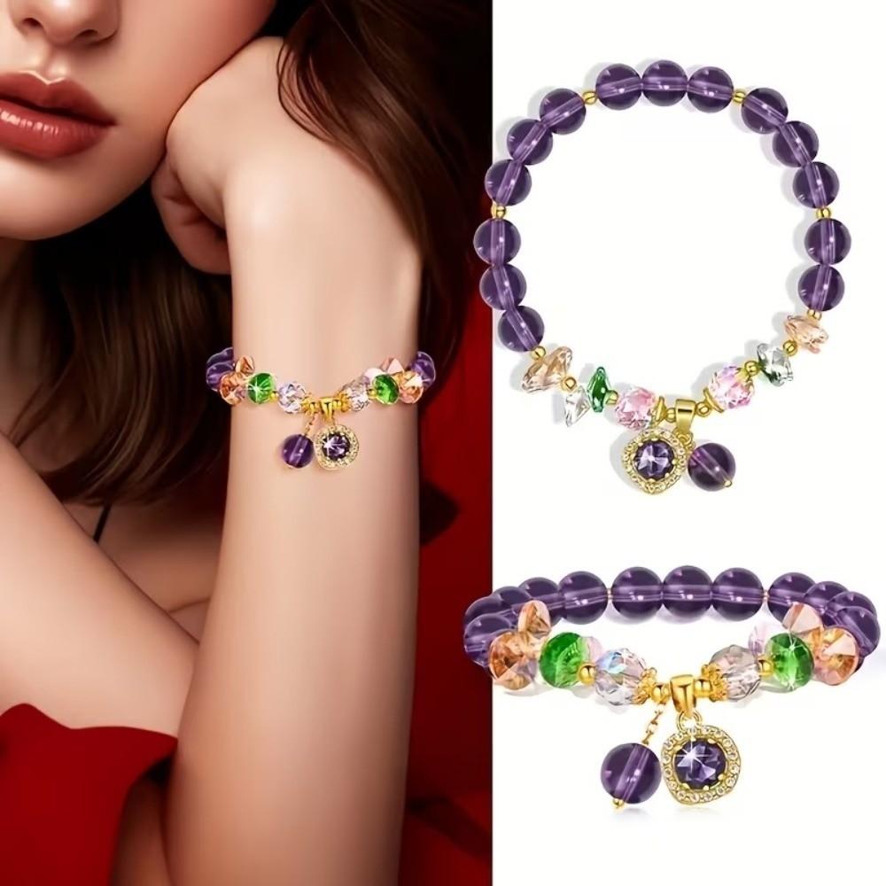 Luxury Crystal Beads Bracelet Hand Jewelry Vintage Beaded Bracelet Zircon Inlay Pendant  Friends
