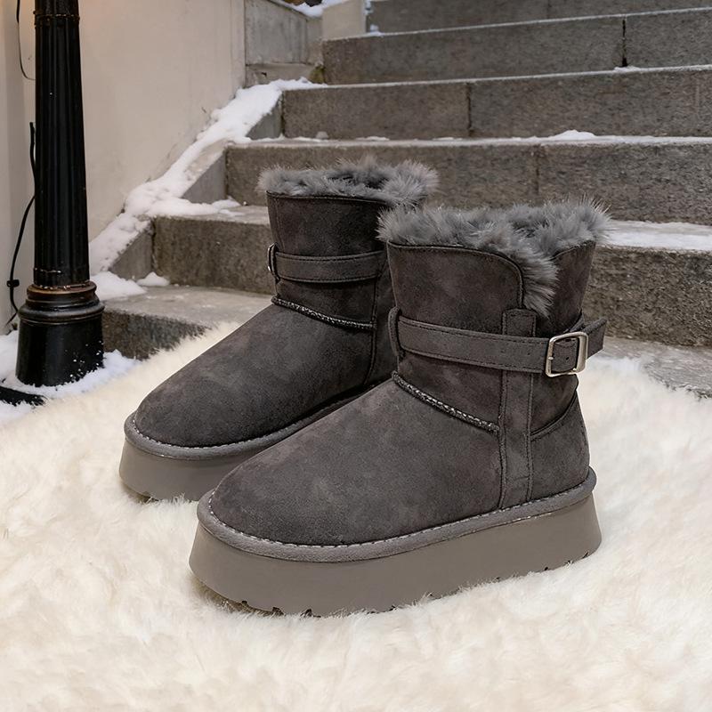 

Зимние ботинки на толстой подошве с увеличением высоты женские осень 2025 новые бархатные утепленные короткие ботинки модные универсальные хлопковые ботинки 39 серый