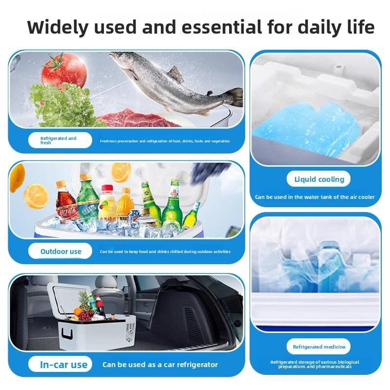 Reusable Ice Box PE Ice Crystal Box Refrigeration Keep Fresh Picnic Cooler Box Durable Air Conditioning Fan Ice Crystal Box