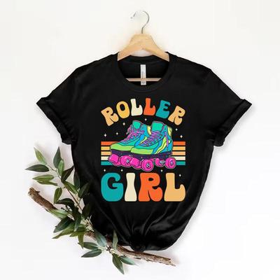 Roller Girl Skater Skating Retro Vintage 70s 80s Skates T Shirt Size S 5xl