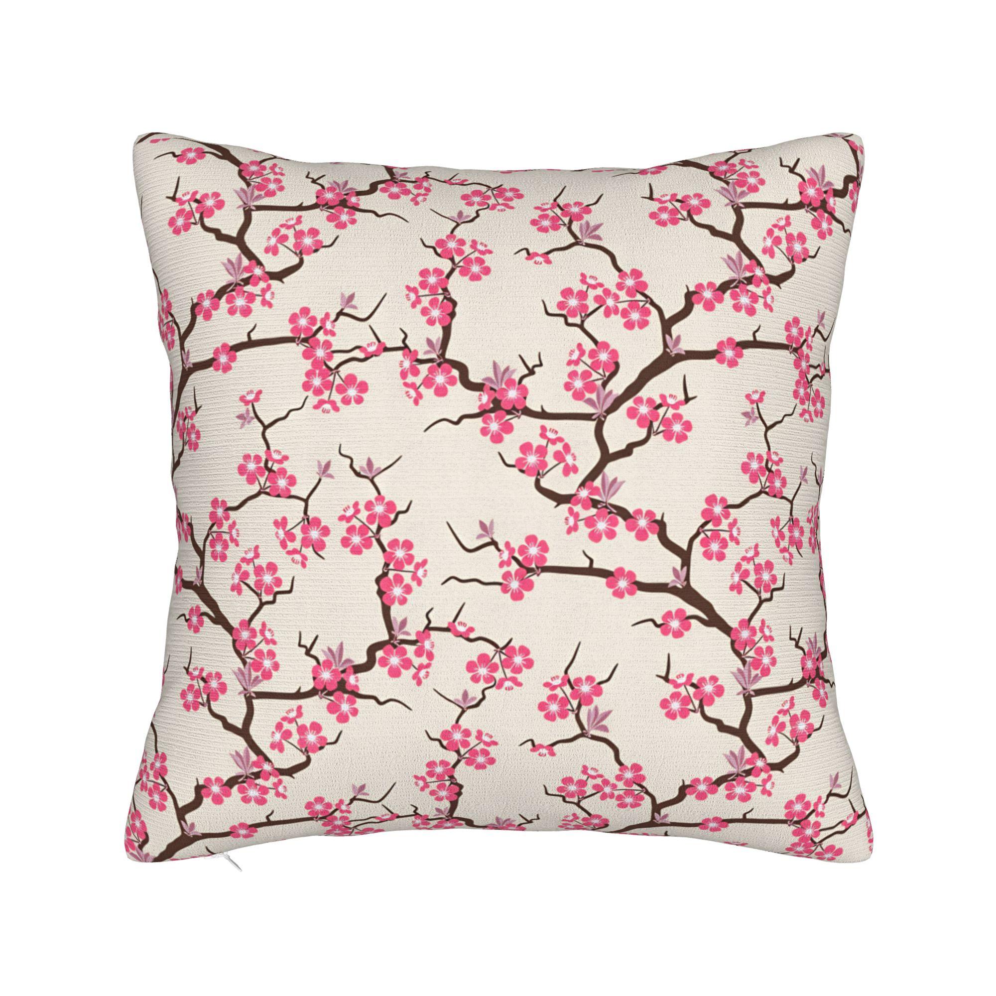Red Cherry Blossom Art Pillow Case Square Pillow Cover For Sofa Home Decor Morden Pillowcases 30cmx30cm