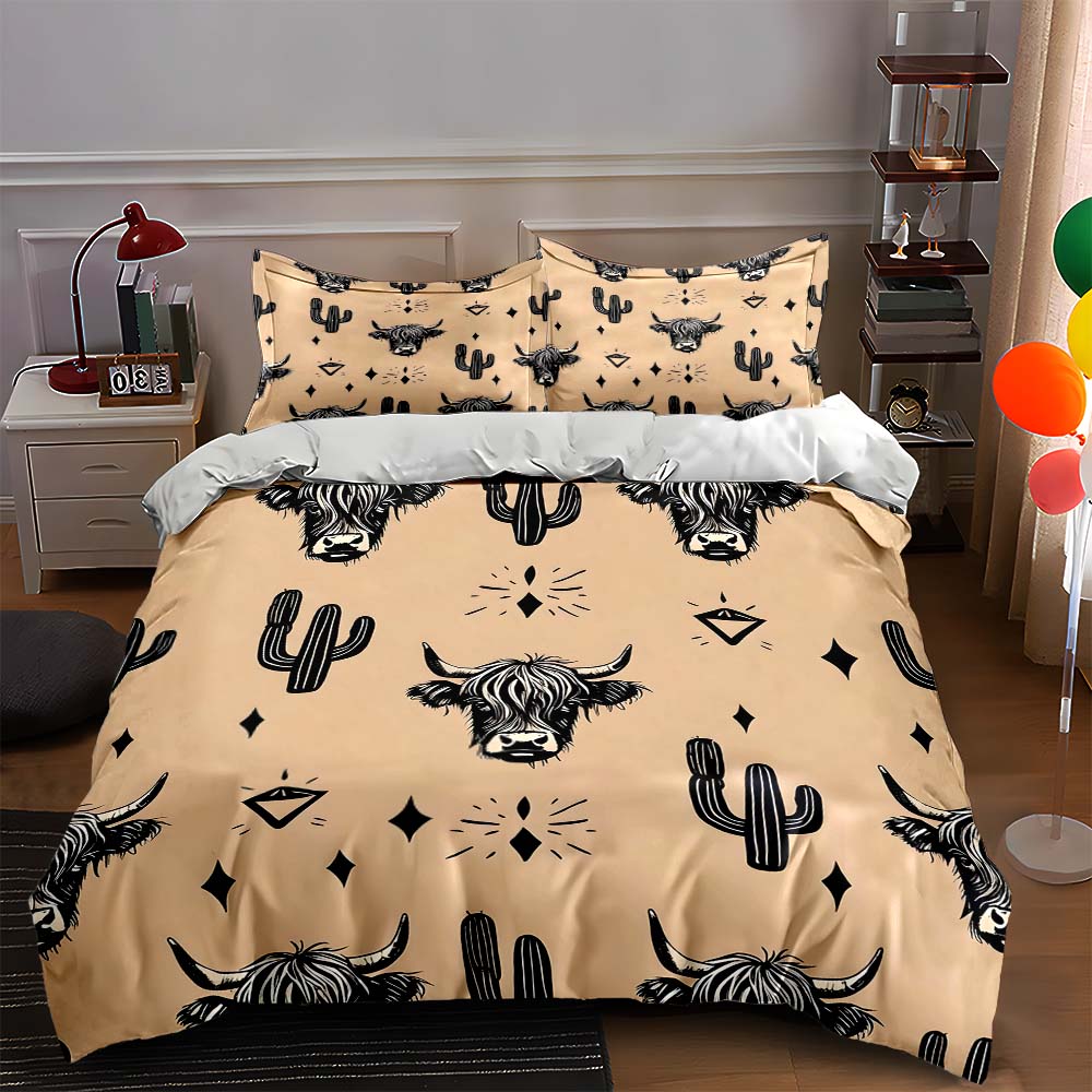 

Cactus cow skulls Bedding Duvet cover sets Duvet covers Pillowcases gifts (1 * Duvet Cover 2 * Pillowcases, without duvet insert) 135x200cm