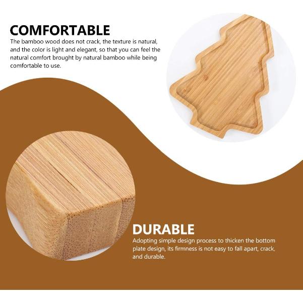 ERINGOGO Wood Serving Tray- Christmas Tree Shaped Wooden Serving Platters Decorative Appetizer Cheese Cookie Trays Sandwich Dessert Snacks Plates