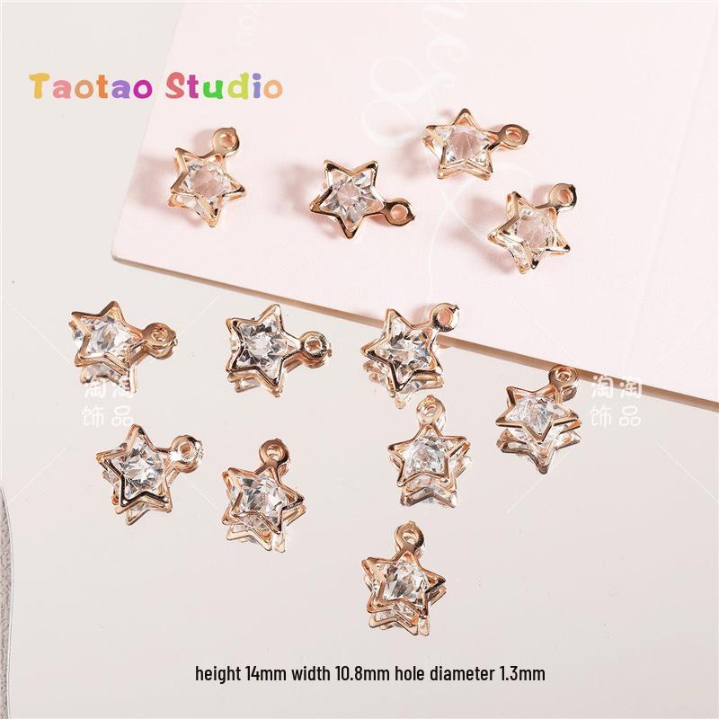Dynamic Five-Pointed Star Pendant with Zirconia Water Drop, DIY Zircon Earrings, and Necklace Jewelry Accessories