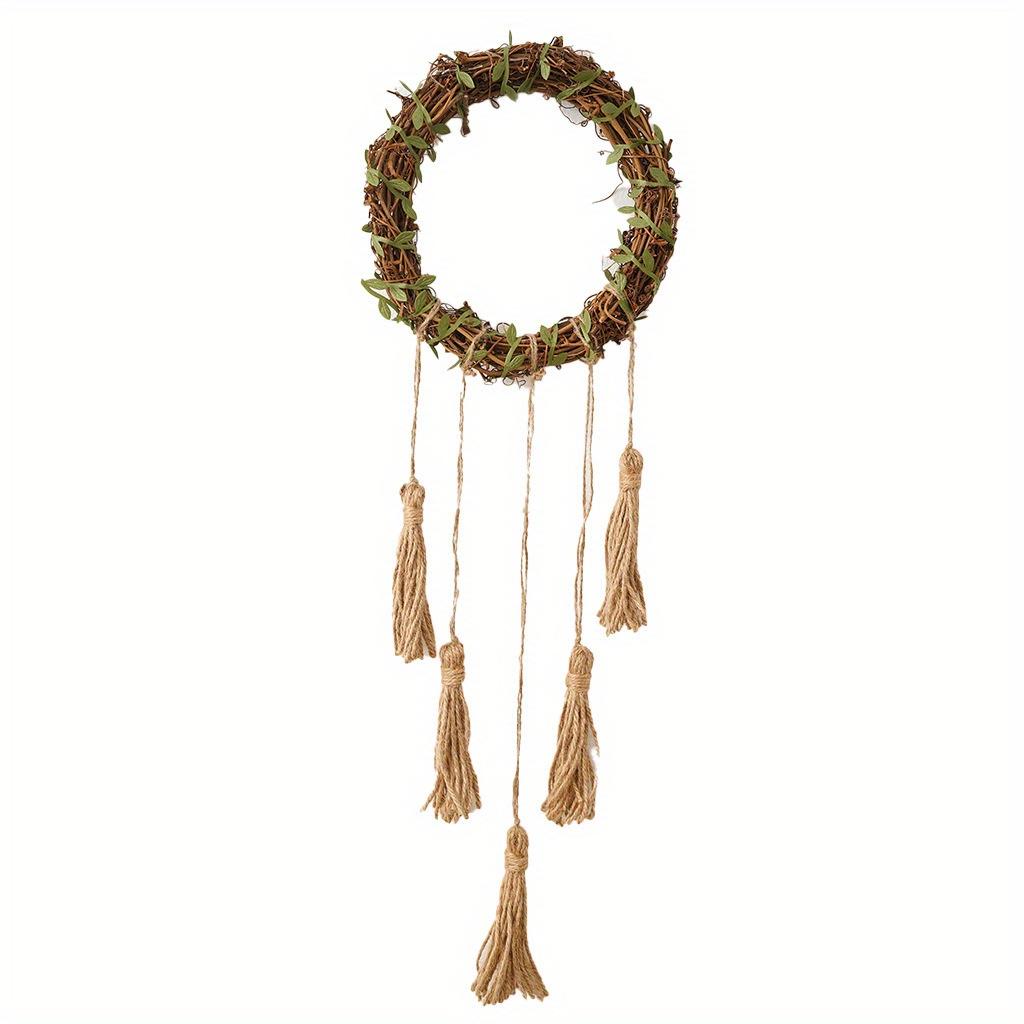 

1PC Bohemian rattan door handle wind chime pendant witch bell ornaments suitable for wall windows courtyard 22*65cm