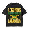Jamaikanisches T-Shirt Hip Hop Gewaschen Kurzarm High Street T-Shirts Vintage für Unisex Damen Streetwear Bedrucktes T-Shirt