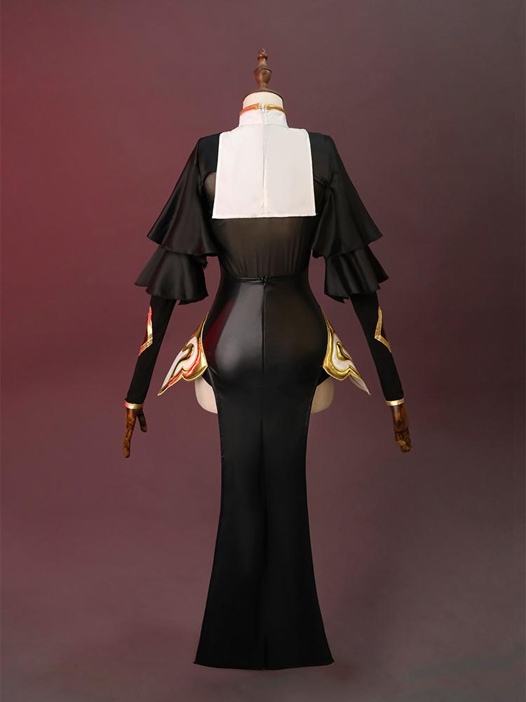 Original Genshin Impact Shenhe Nun Cosplay Costume Women Uniform Halloween Nun Dress Black Apparel Masquerade Outfits