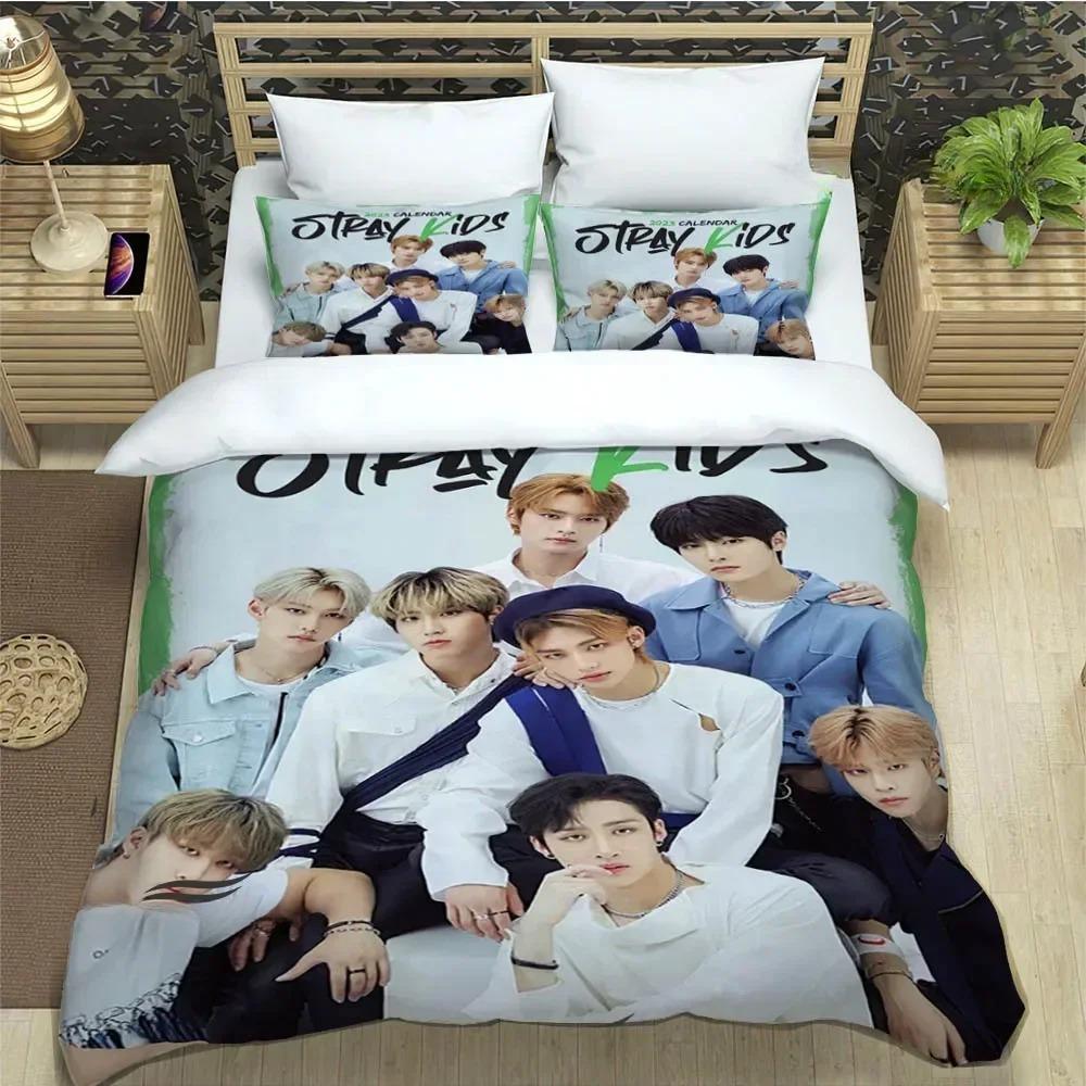 K-Pop Group 3D Printed Bedding Set S-Stray-K-Kids Duvet Cover Pillowcase Single/Twin/Full/Queen Size For Fans Bedroom Decor
