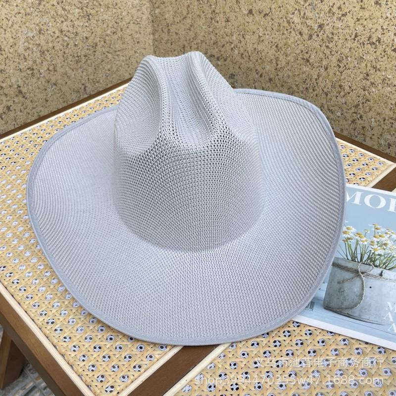 Summer New Simple Sunshade Straw Hat Jazz Sunscreen Hat Women's Irregular Brim Western Cowboy Sun Hat Tide