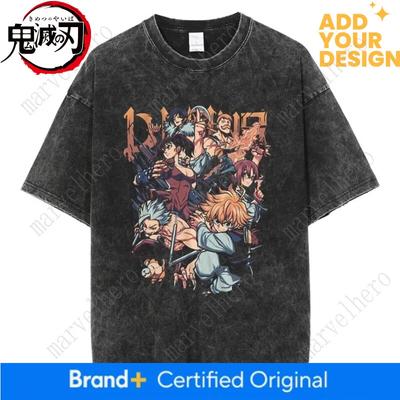 Anime The Seven Deadly Sins Meliodas Elizabeth Ban Graphic Washed T Shirt Men Casual T Shirts Vintage Cotton Tshirt Harajuku