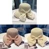 Paper Straw Wide Brim Sun Hat With Bow For Summer Beach Vacation Women