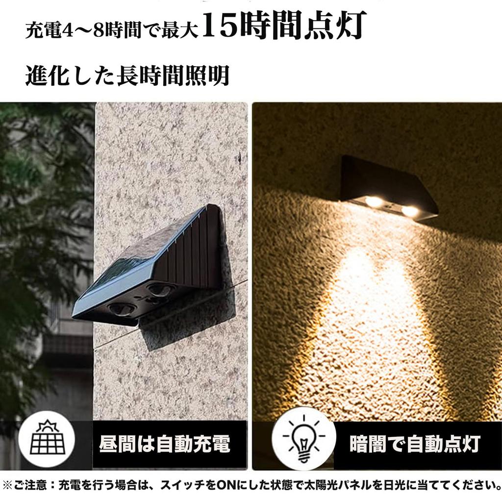 MONMON Lighting Solar Wall Light, Outdoor Nameplate/Entrance/Pillar Light, Warm White, 4-Pack (Model YQ004)