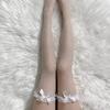 1 Pair Women'S Black Bow Sheer Sexy Spring Summer Thin Thigh High Stockings, Valentine'S Day Gift, Bow Decoration Design, Suitab