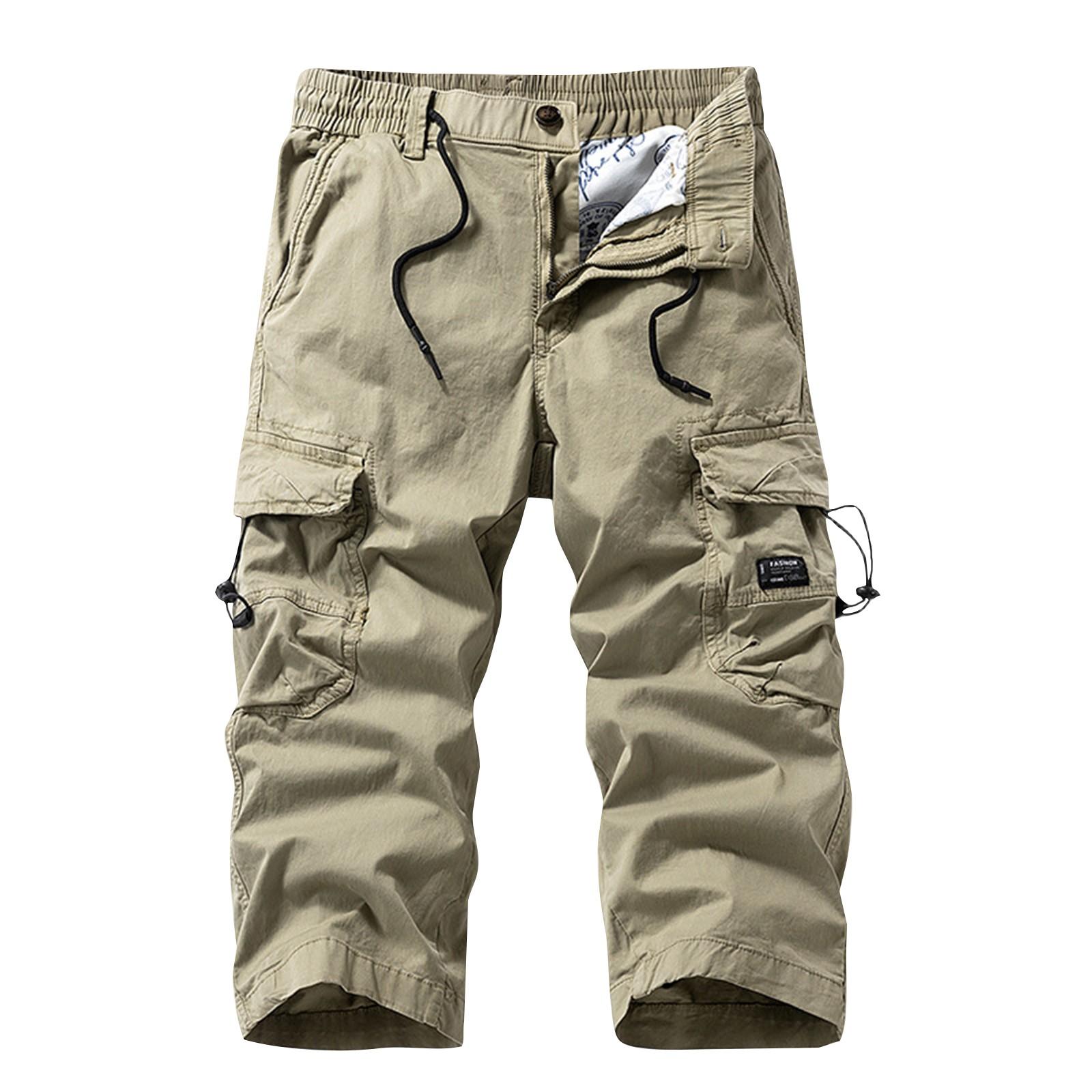 

Мужская универсальная повседневная функциональная рабочая одежда укороченные брюки свободные прямые брюки с несколькими карманами 38 хаки