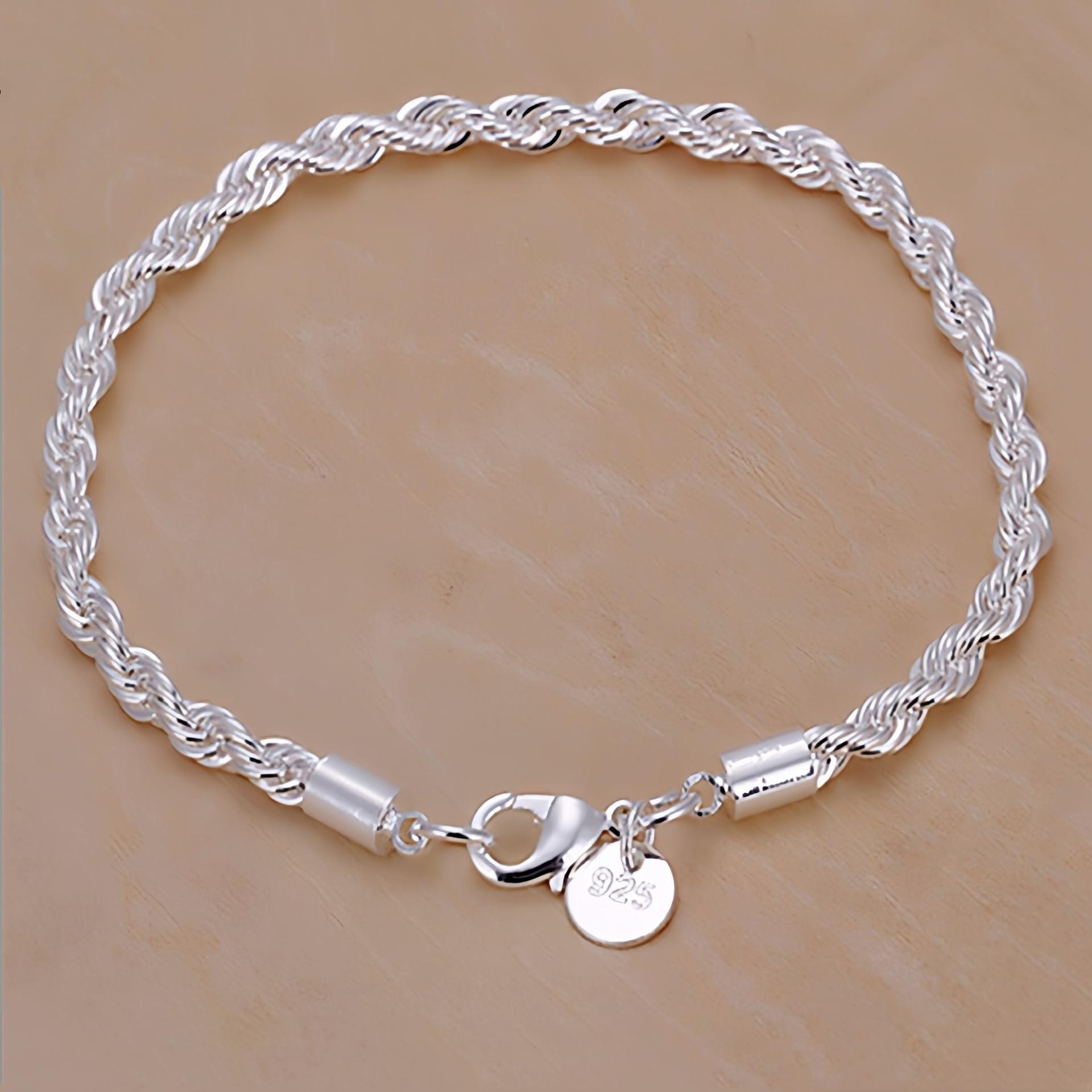 

Wholesal 925 Sterling Silver Bracelet Rope Romance Chain For Woman Men Fashion Engagement Party Wedding Jewelry Gift