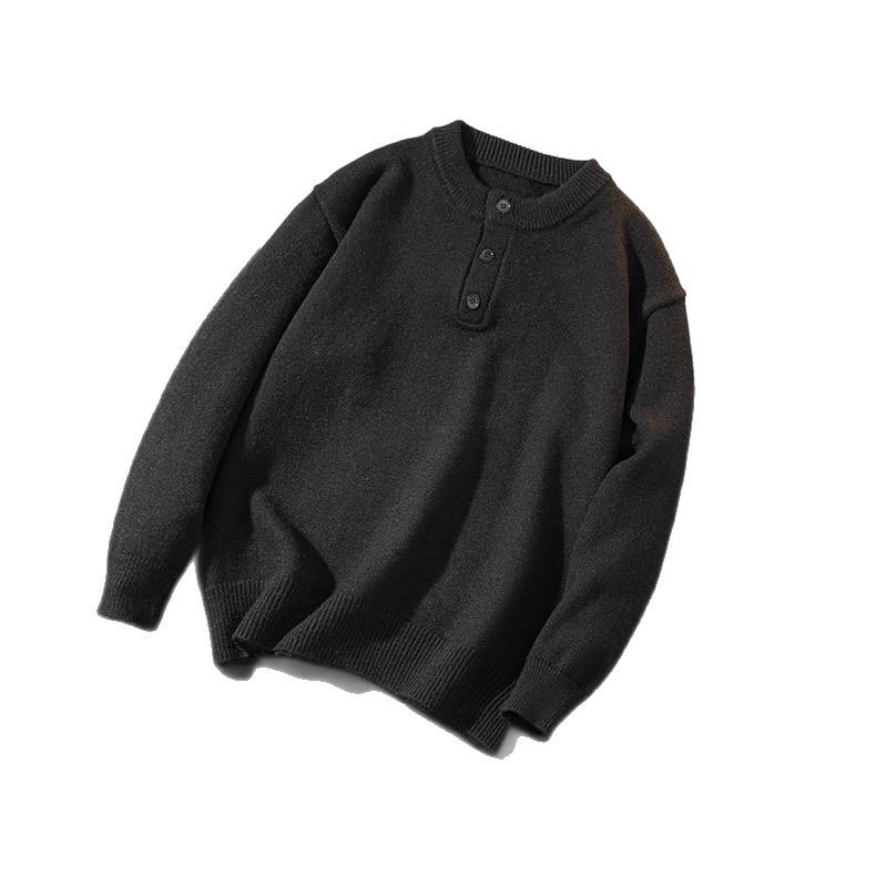 Men's High-Grade Henley Knitwear Hoodie Sweater - Autumn/Winter 2025 Collection