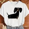 Cute Black Sausage Dog Funny Printed Women's T-shirt Short Sleeve Crew Neck Top for Summer Women's Harajuku Casual Clothing