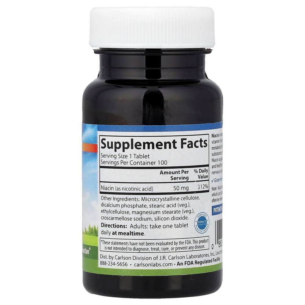 Carlson Labs Niacin 50mg 100 Tablets