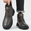 Men's Retro Trend Locomotive Autumn and Winter Martin Boots Fleece Thickened Thermal Cotton Shoes Tooling Boots