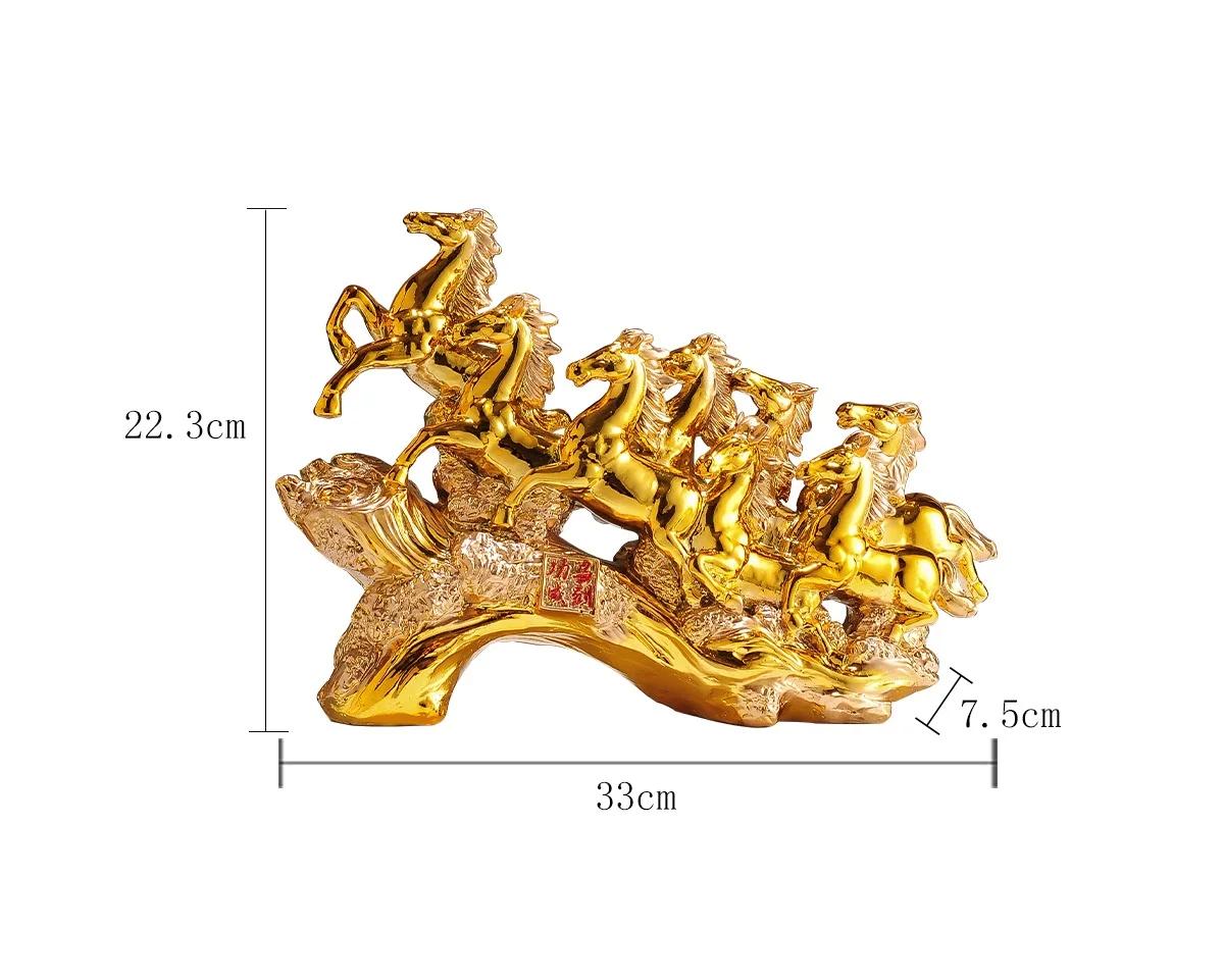 

Home Decor Gold Eight Horses To Attract Wealth Ornament Living Room Decoration Ceramics Crafts Office Desktop Decoration золотий