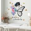 Wall Sticker Butterfly English Slogan Girl Flower Wall Sticker Paper Living Room Decoration Self Adhesive