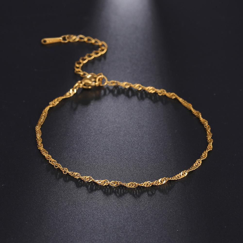 Stainless Steel Gold Chain Bracelet Heart Beaded Couple Bracelets Wrist Jewelry Gift for Women Men