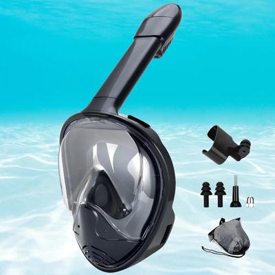 Masque de plongée intégral avec support de caméra amovible, masque de plongée avec tuba, natation, vue large, antibuée et antifuite pour adultes et jeunes